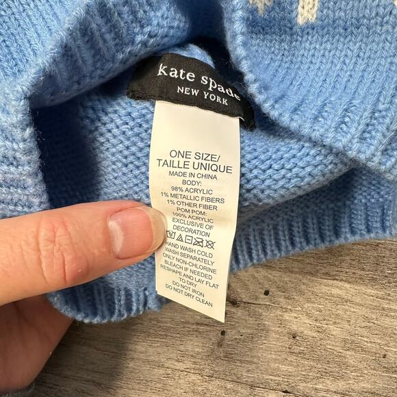 NWT Kate Spade New York BRRR Beanie Blue Pom Pom OS main image 4